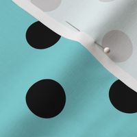 Big Polka Dot Pattern - Aqua Sky and Black