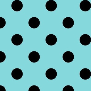 Big Polka Dot Pattern - Aqua Sky and Black