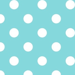 Big Polka Dot Pattern - Aqua Sky and White