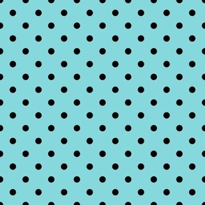 Small Polka Dot Pattern - Aqua Sky and Black