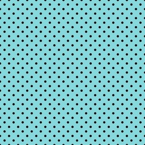 Tiny Polka Dot Pattern - Aqua Sky and Black