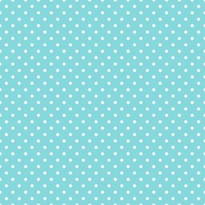 Tiny Polka Dot Pattern - Aqua Sky and White