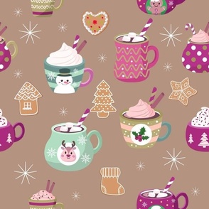Pink Christmas  Cocoa mugs 