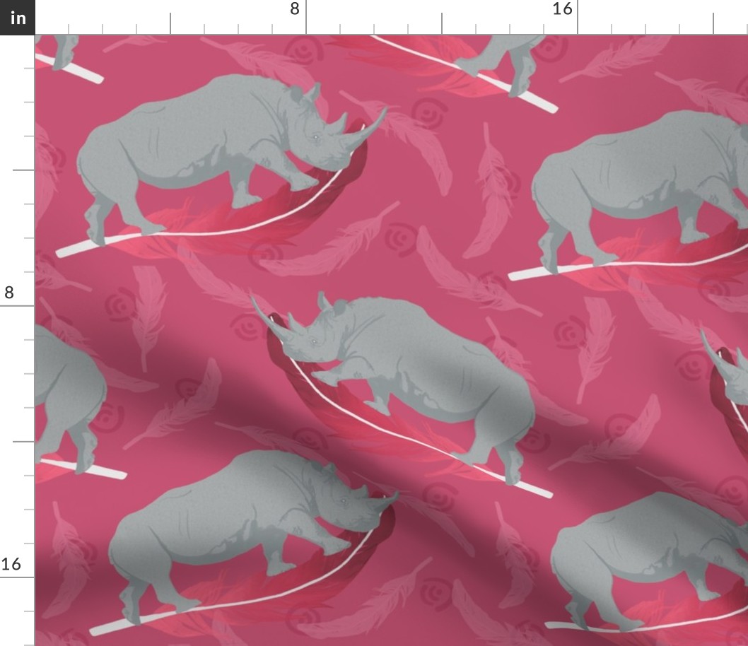 Floating White Rhino - Berry Pink, large scale