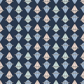 Soft colored Diamonds on navy blue background