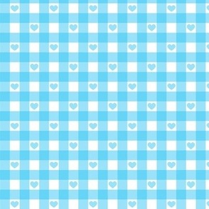 Light Blue Gingham with hearts Small (1/2")