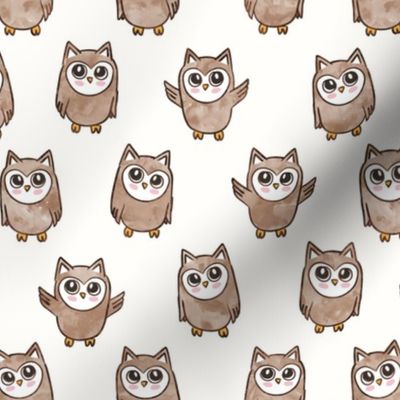 Owls - watercolor - cute woodland creatures - LAD21