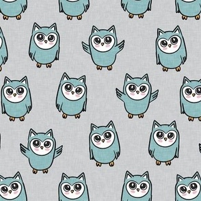 Owls - blue/grey - cute woodland creatures - LAD21