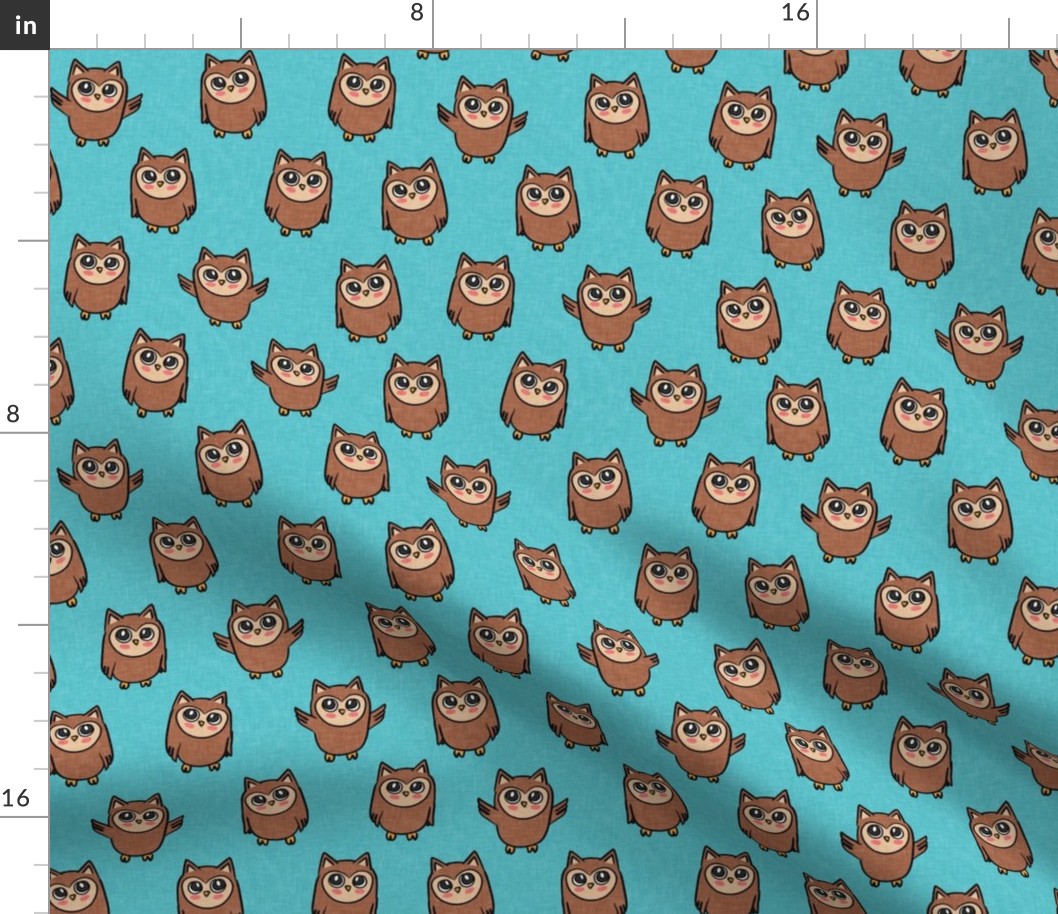 Owls - blue - cute woodland creatures - LAD21