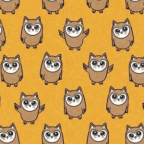 Owls - yellow - cute woodland creatures - LAD21