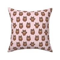 Owls - brown/pink  - cute woodland creatures - LAD21