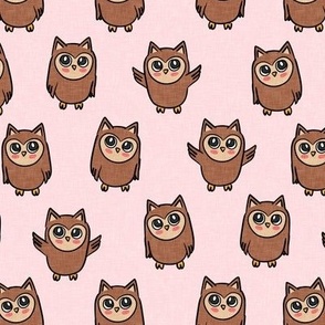 Owls - brown/pink  - cute woodland creatures - LAD21