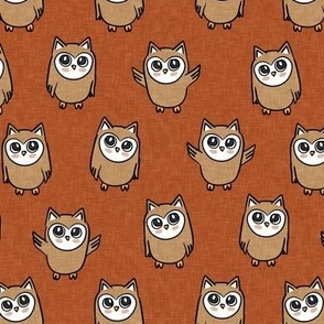 Owls - rust - cute woodland creatures - LAD21