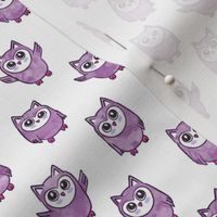 (small scale) Owls - purple - cute woodland creatures - LAD21