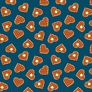 (extra small scale) heart shaped waffles - blue - valentines food - C21