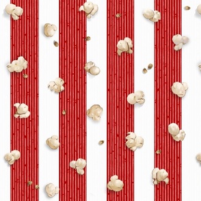  Spoonflower Fabric - Popcorn, Movie, Box, Stripes, Red