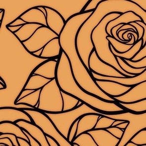 Large Rose Cutout Pattern - Butterscotch and Black