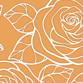 Large Rose Cutout Pattern - Butterscotch and White