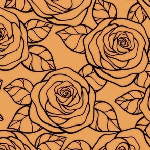 Rose Cutout Pattern - Butterscotch and Black