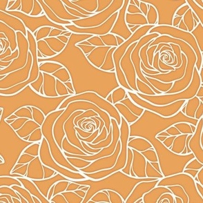 Rose Cutout Pattern - Butterscotch and White