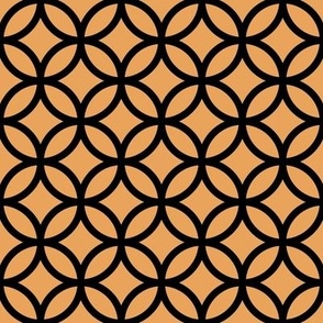 Interlocked Circle Pattern - Butterscotch and Black