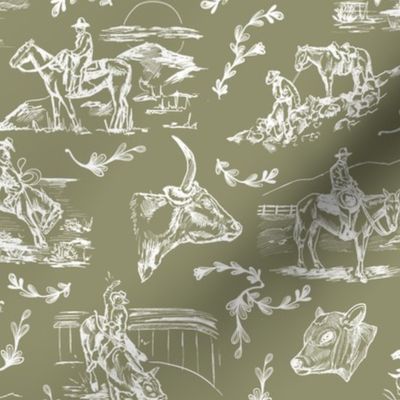 Cowgirl's Western Toile- Olive