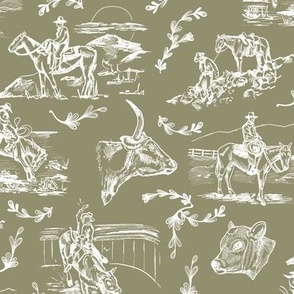 Cowgirl's Western Toile- Olive