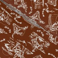 Cowgirl's Western Toile in Rust - Cowboy Toile, Cowgirl Toile, Country Western Toile, Western Toile, Vintage Toile
