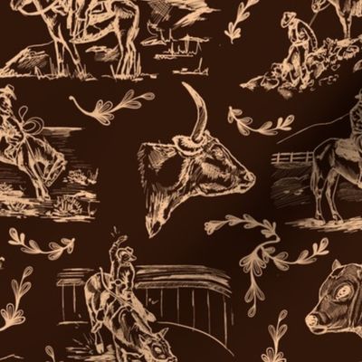 Cowgirl's Western Toile - Chocolate