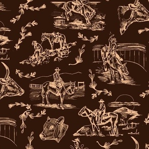 Cowgirl's Western Toile - Chocolate