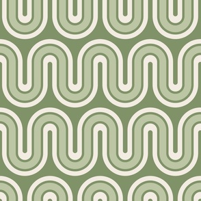 Sage Green retro round mod waves rows MCM