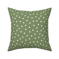 Scattered dots sage green cream