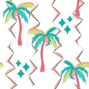 Palm trees pink, teal and peach