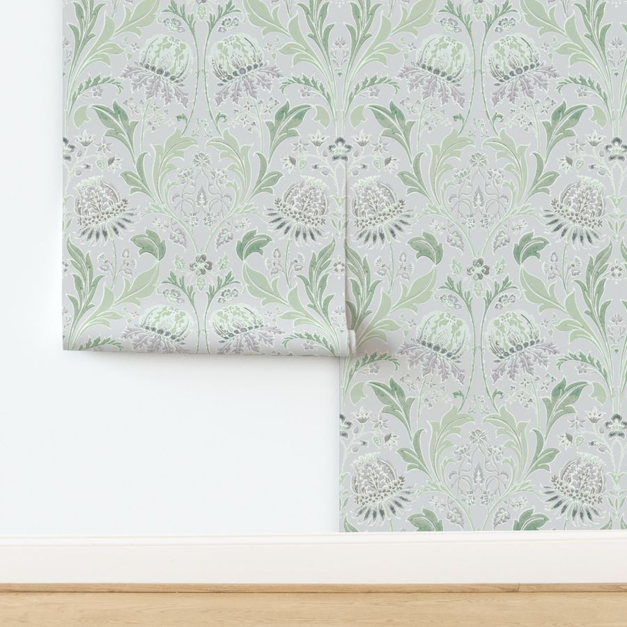 Artichoke Floral French Country Lavender and Green