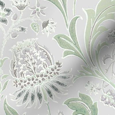 Artichoke Floral French Country Lavender and Green