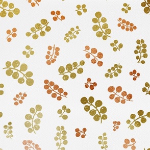 Gold&Copper Berries with Mottled Effect on White | Medijm Scale
