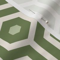 Sage Green Art Deco meandering hexagons