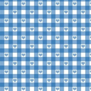 Dark Blue Gingham with Hearts Small (1/2")