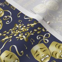 Theatre and Drama Masks in Navy and Vegas Gold