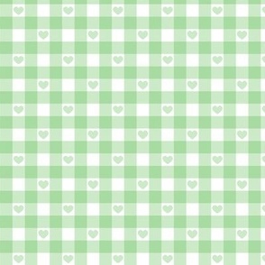 Green Gingham with Hearts Small (1/2")