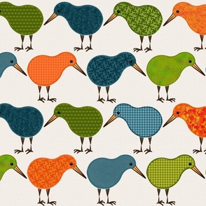 ki-ki-kiryekee kiwi birds (linen, large scale)