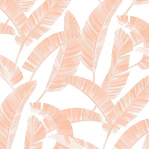 Modern Painterly Tropical Palm Leaf  - peach pink