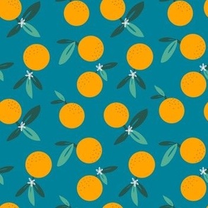 Happy Oranges in Teal
