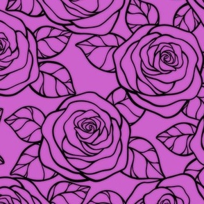 Rose Cutout Pattern - Fuchsia and Black