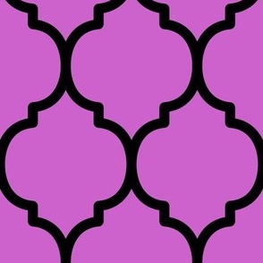 Extra Large Moroccan Tile Pattern - Fuchsia and Black