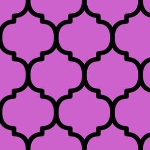 Extra Large Moroccan Tile Pattern - Fuchsia and Black