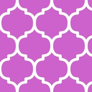 Large Moroccan Tile Pattern - Fuchsia and White