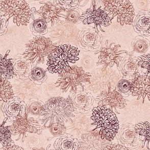 chrysanthemum clouds // Normal Scale //beige backgroun // small scale
