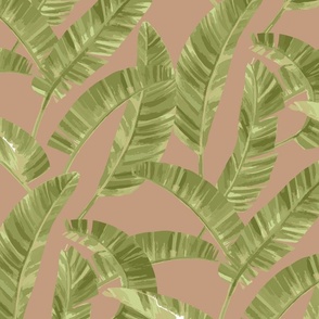 Modern Painterly Tropical Palm Leaf  - tan