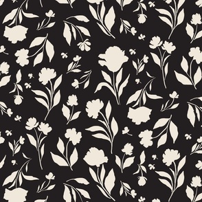 Citrine - Floral Print in Charcoal and Ivory
